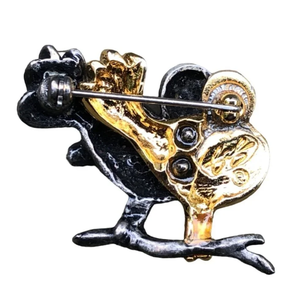 Minimalist Bird Brooch Gold Tone and Silver Tone Designer Signed BB? - Picture 4 of 5